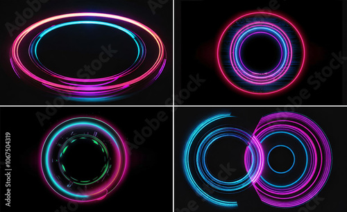 collection bright spherical lens. Rotating lines. A glowing ring.