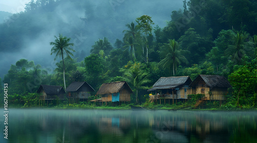 Misty Mornings: Tropical Village Life Embraced by Nature's Sounds    