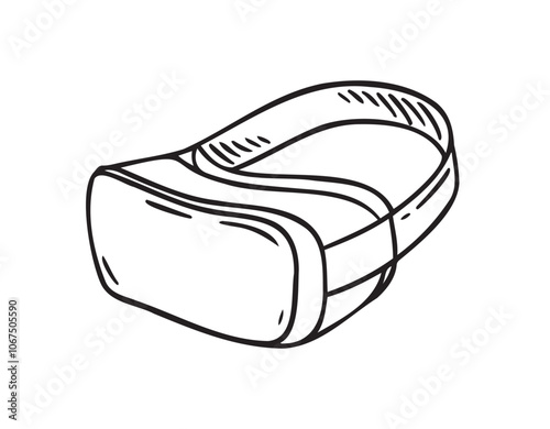 Virtual reality glasses hand drawn doodle icon. Vector linear engraving of VR glasses. Illustration of virtual reality glasses 