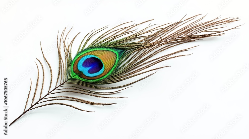 Obraz premium peacock feather isolated on white