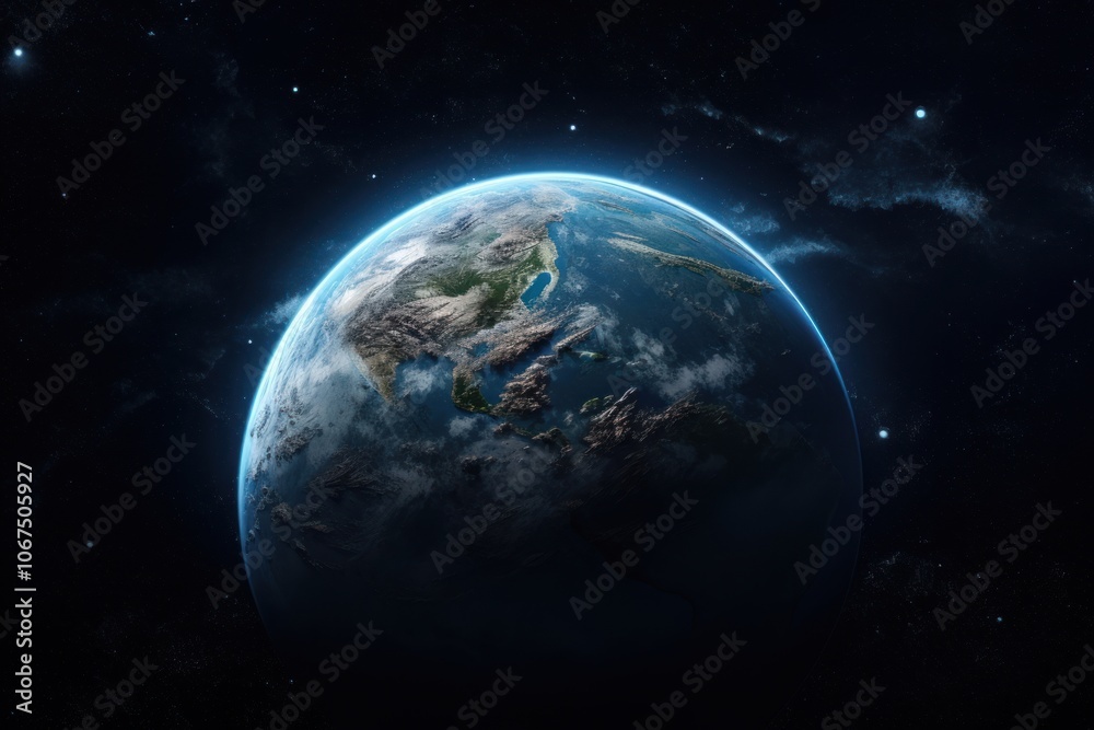 Fototapeta premium The earth on a dark background astronomy universe outdoors.