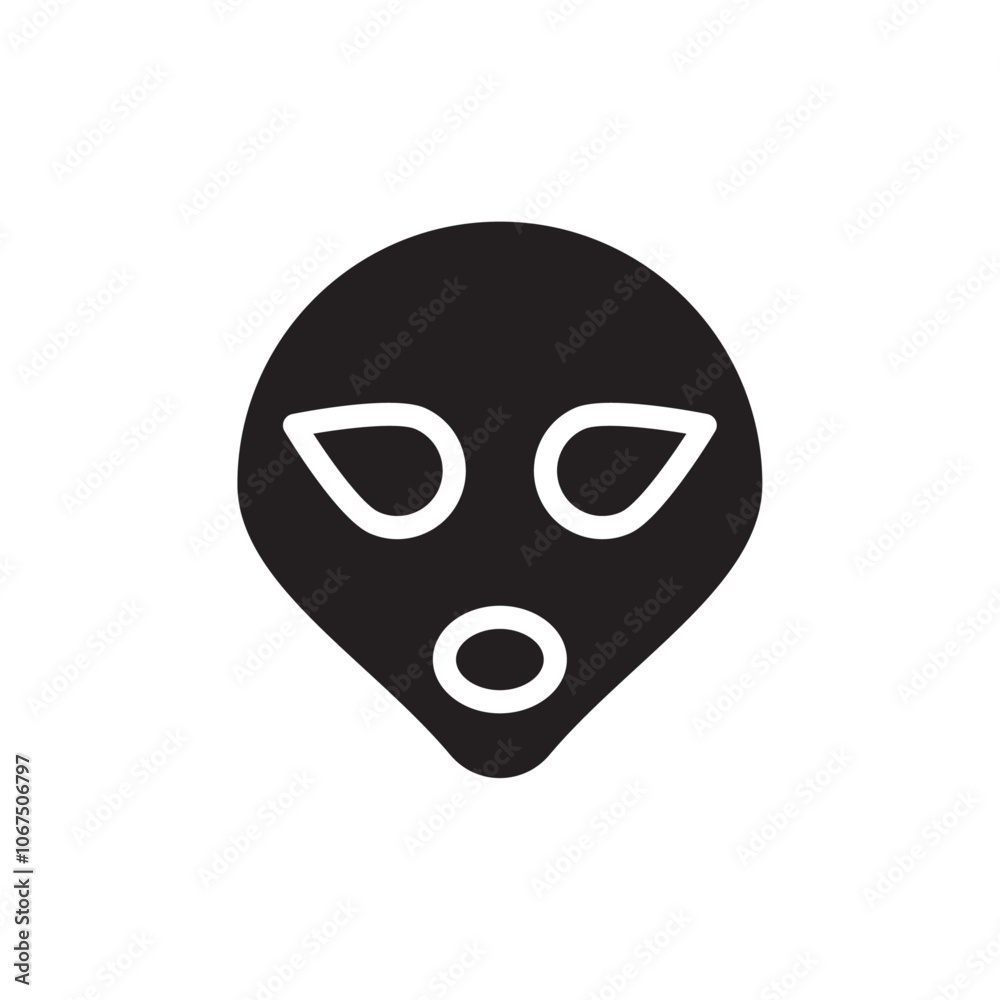 Alien icon Black and white outline vector Alien icon Black and white outline vector