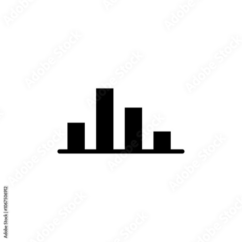 Bar chart icon Black and white outline vector