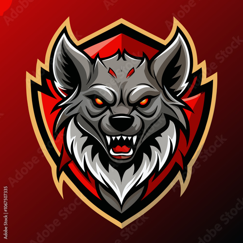 Stylized esports logo featuring a fierce hyena face, designed for competitive gaming teams, showcasing aggressive aesthetics and vibrant colors