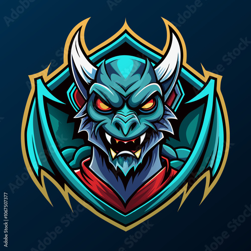 Gargoyle esports logo featuring a fierce creature with glowing eyes and bold colors on a dark background, perfect for team branding and identity