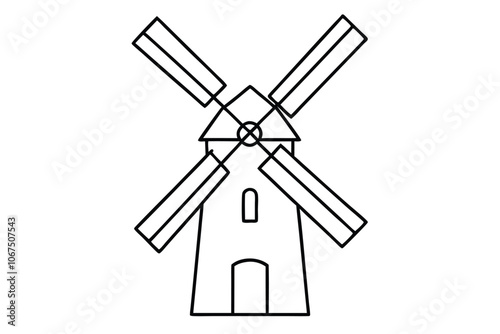 Illustration of Windmill line art
