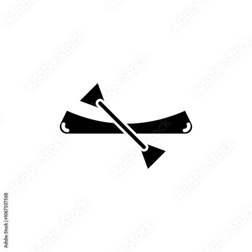 Canoe icon Black and white outline vector