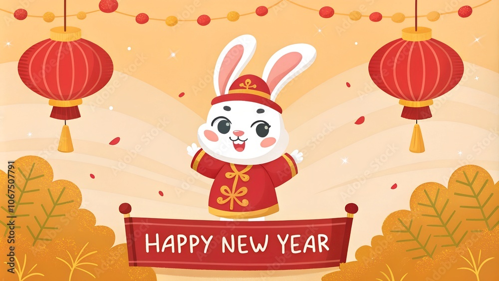 Fototapeta premium chinese new year illustration rabbit