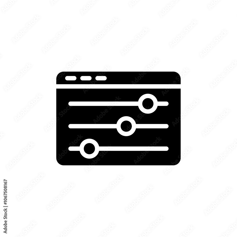 Control panel icon Black and white outline vector Control panel icon Black and white outline vector