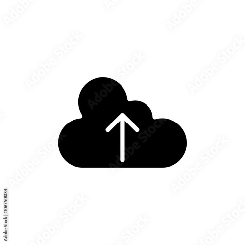 Cloud upload icon Black and white outline vector photo