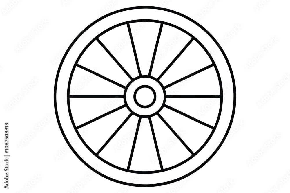 Simple illustration of Wheel line art Simple illustration of Wheel line art