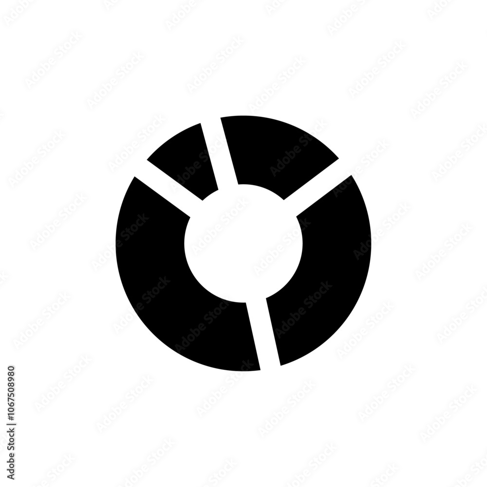 Donut chart icon Black and white outline vector Donut chart icon Black and white outline vector