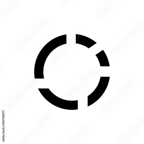 Donut chart icon Black and white outline vector