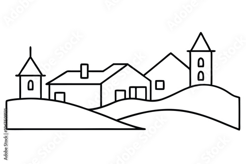Simple line art of village