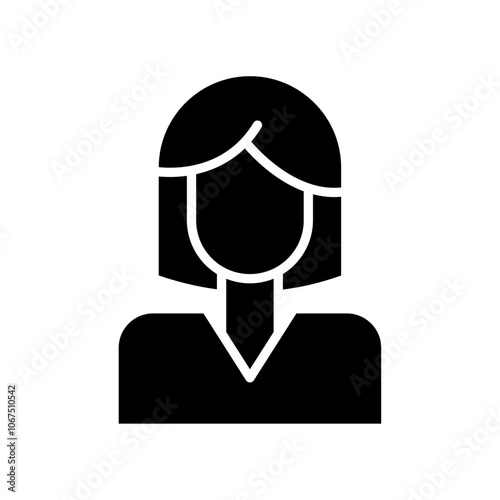 Girl icon Black and white outline vector