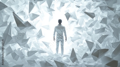 Reaching higher and success transformation or Transform and rise to succeed or improving concept and leadership in business through innovation or evolution with paper origami changed for the better.