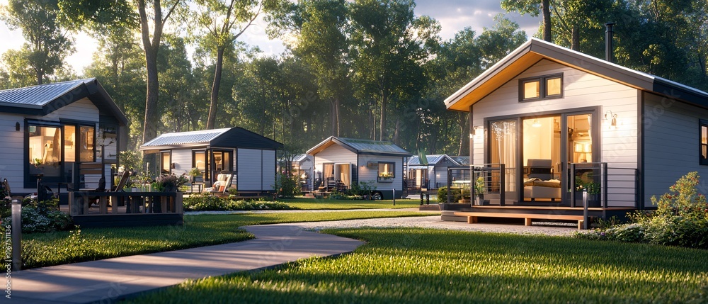 Charming Tiny Homes in a Cozy Community Scene Charming Tiny Homes in a Cozy Community Scene