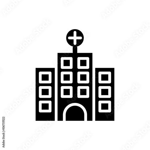 Hospital icon Black and white outline vector
