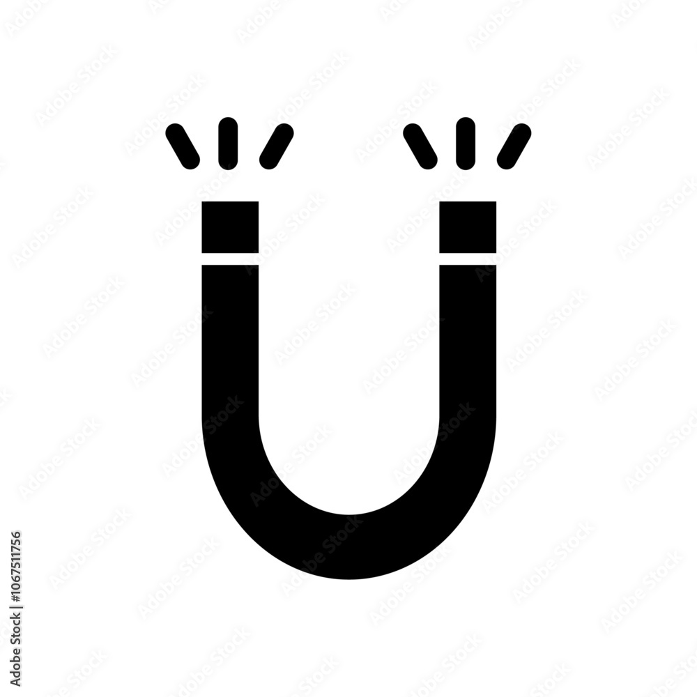 Magnet icon Black and white outline vector Magnet icon Black and white outline vector