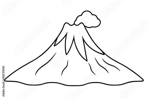 Volcano line art vector illustration