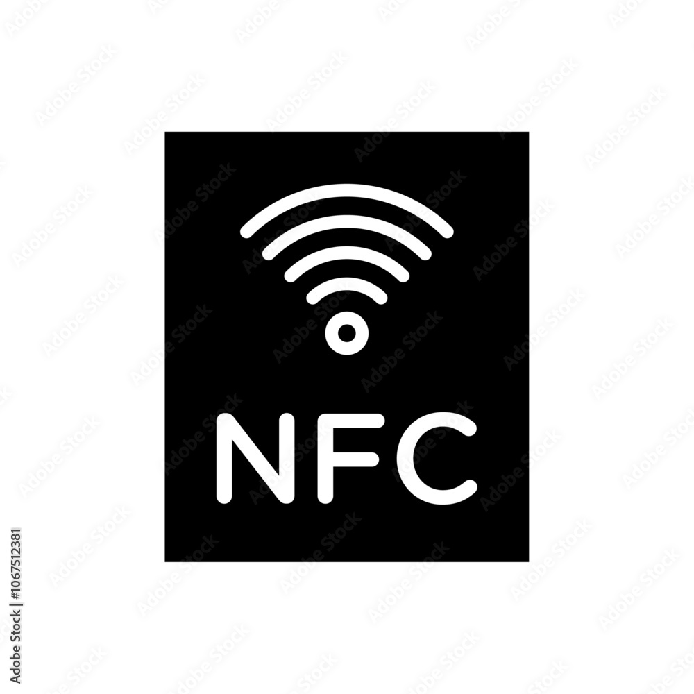 NFC icon Black and white outline vector NFC icon Black and white outline vector