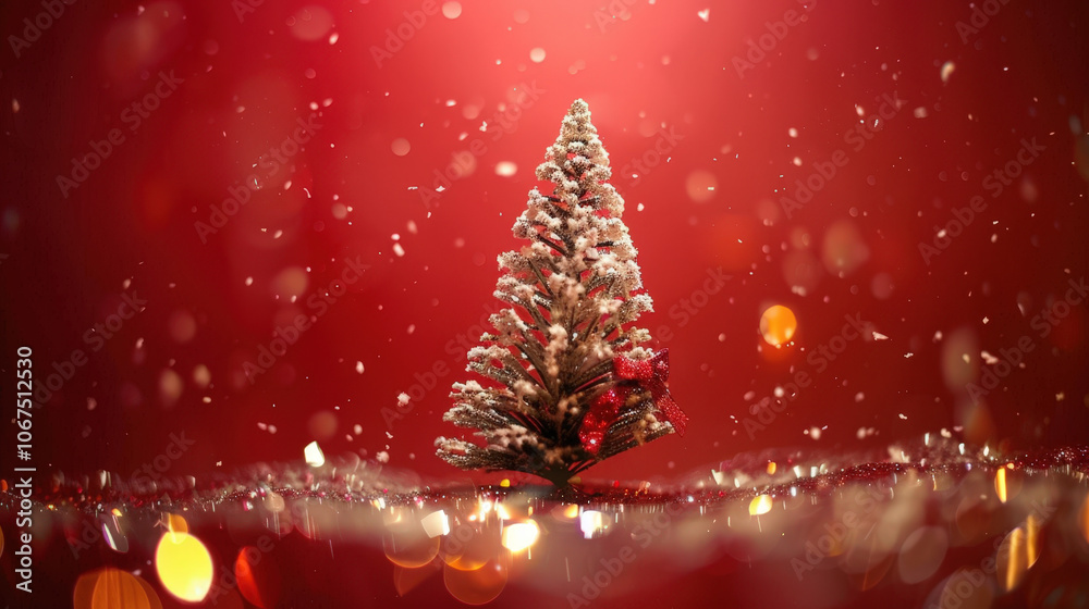 red christmas background with xmas tree and blank text space red christmas background with xmas tree and blank text space