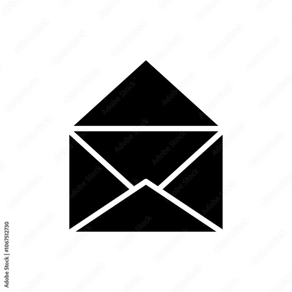 Open envelope icon Black and white outline vector Open envelope icon Black and white outline vector