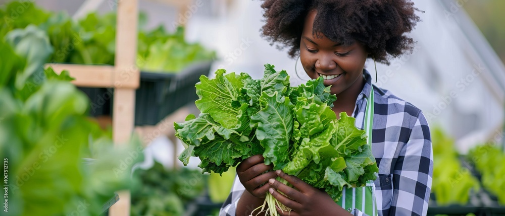 Fototapeta premium Empowering Diversity in Agriculture: A Portrait of an African American Female Farm Supervisor in a G