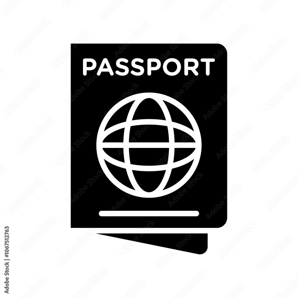 Passport icon Black and white outline vector
