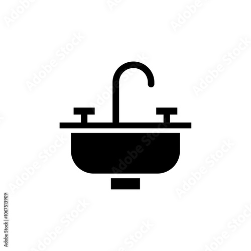 Sink icon Black and white outline vector