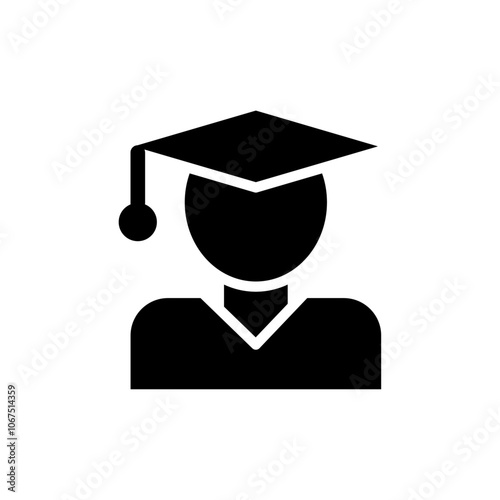 Student icon Black and white outline vector