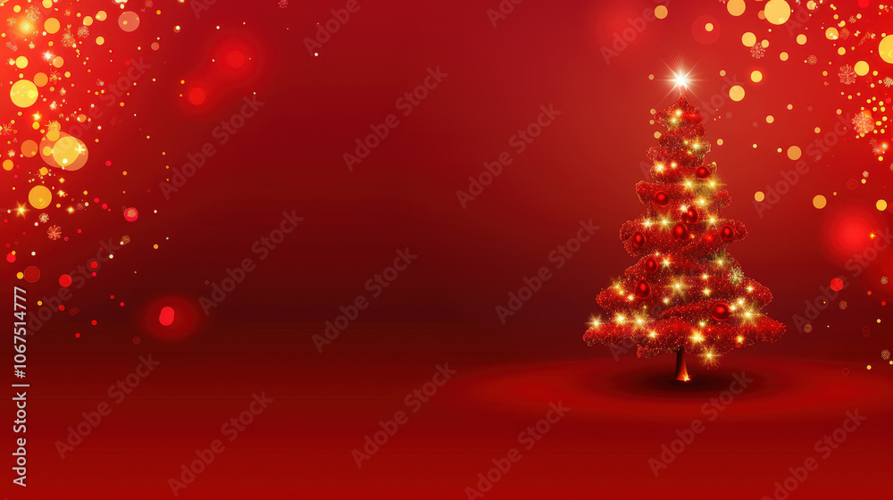 red christmas background with xmas tree and blank text space red christmas background with xmas tree and blank text space