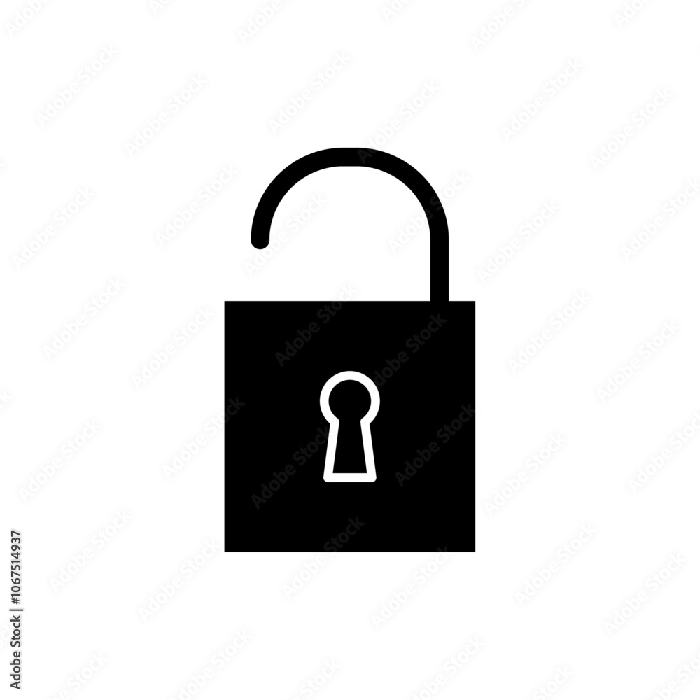 Unlock icon Black and white outline vector Unlock icon Black and white outline vector