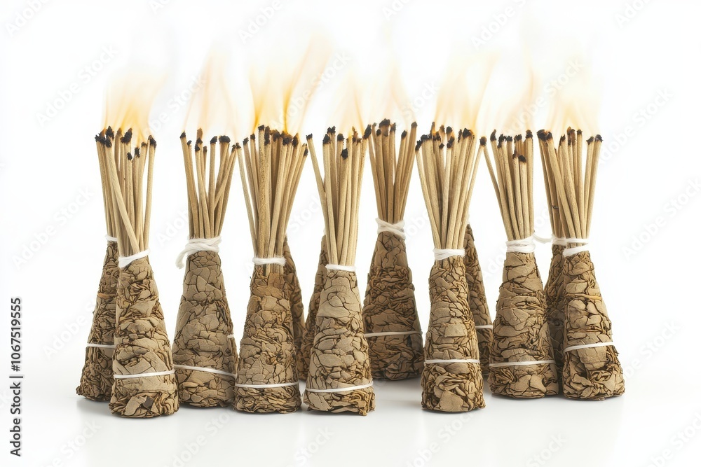 white background with sage incense collection white background with sage incense collection