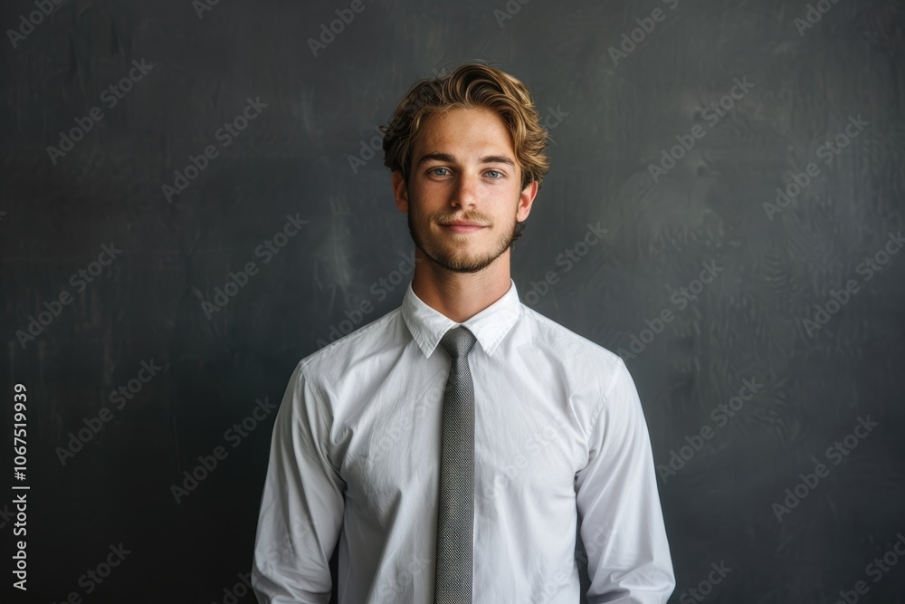 Professional Portrait of a Young Male Lawyer in Crisp White Shirt and Tie Professional Portrait of a Young Male Lawyer in Crisp White Shirt and Tie