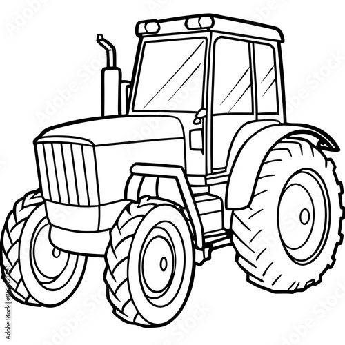 Modern Tractor on White Background