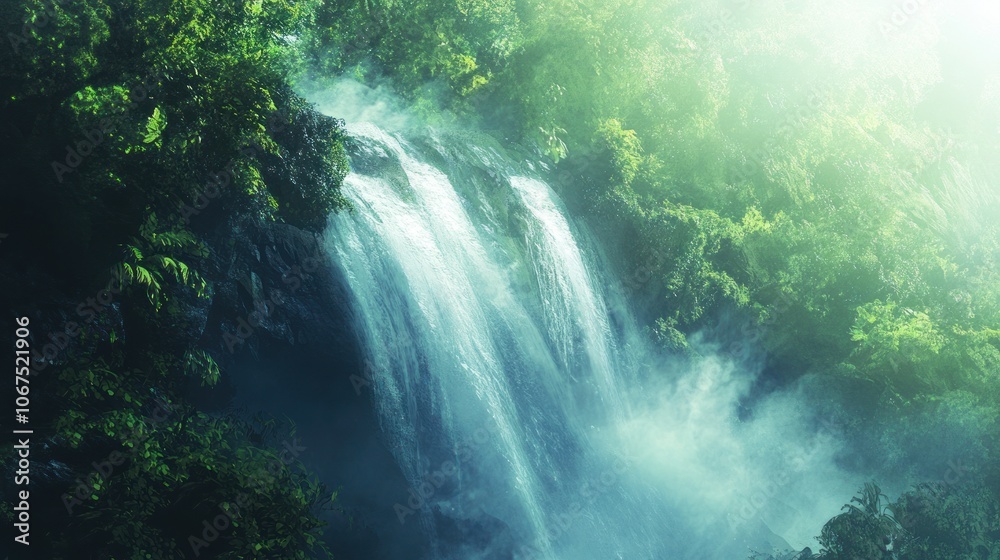 Waterfall in Lush Greenery Waterfall in Lush Greenery