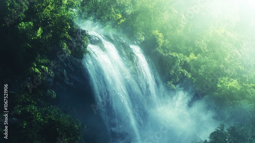 Waterfall in Lush Greenery