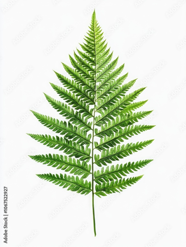 Green Fern Leaf on White Background Green Fern Leaf on White Background