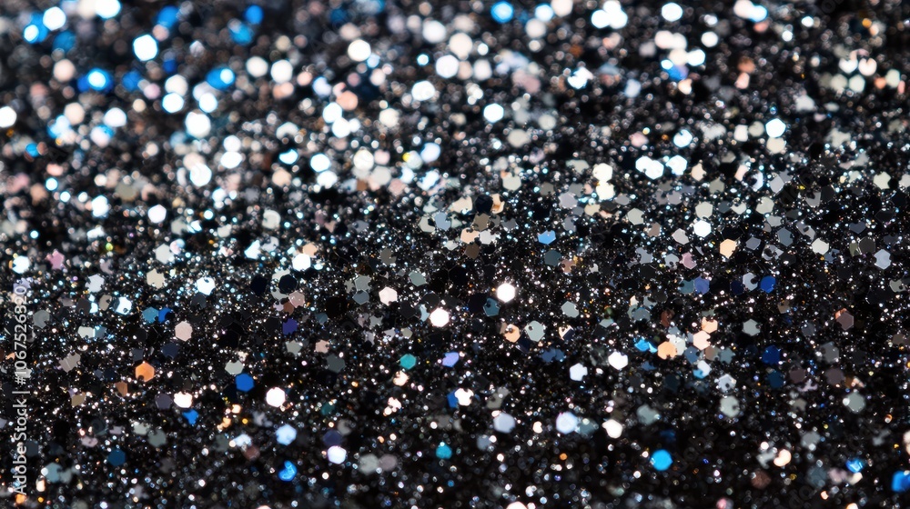 background of abstract glitter lights. silver, blue and black. de focused