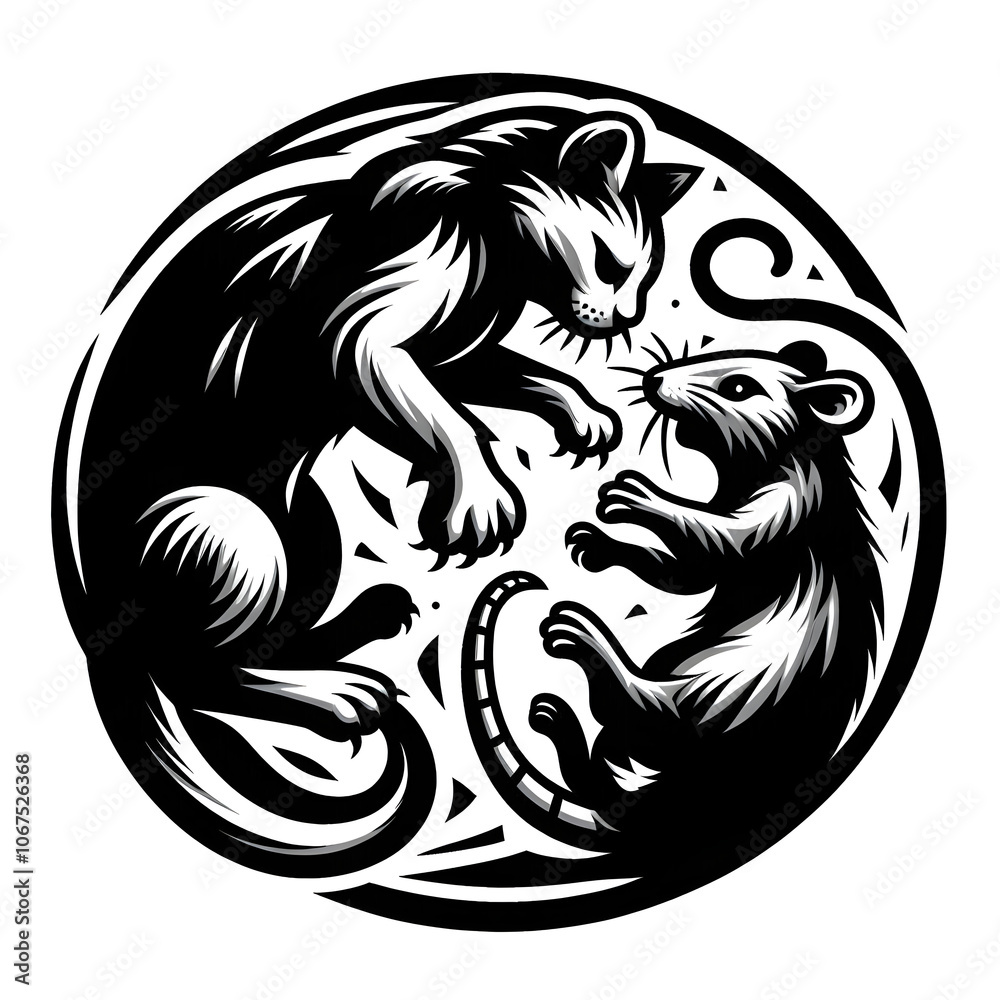 Naklejka premium Monotone amnimals logo