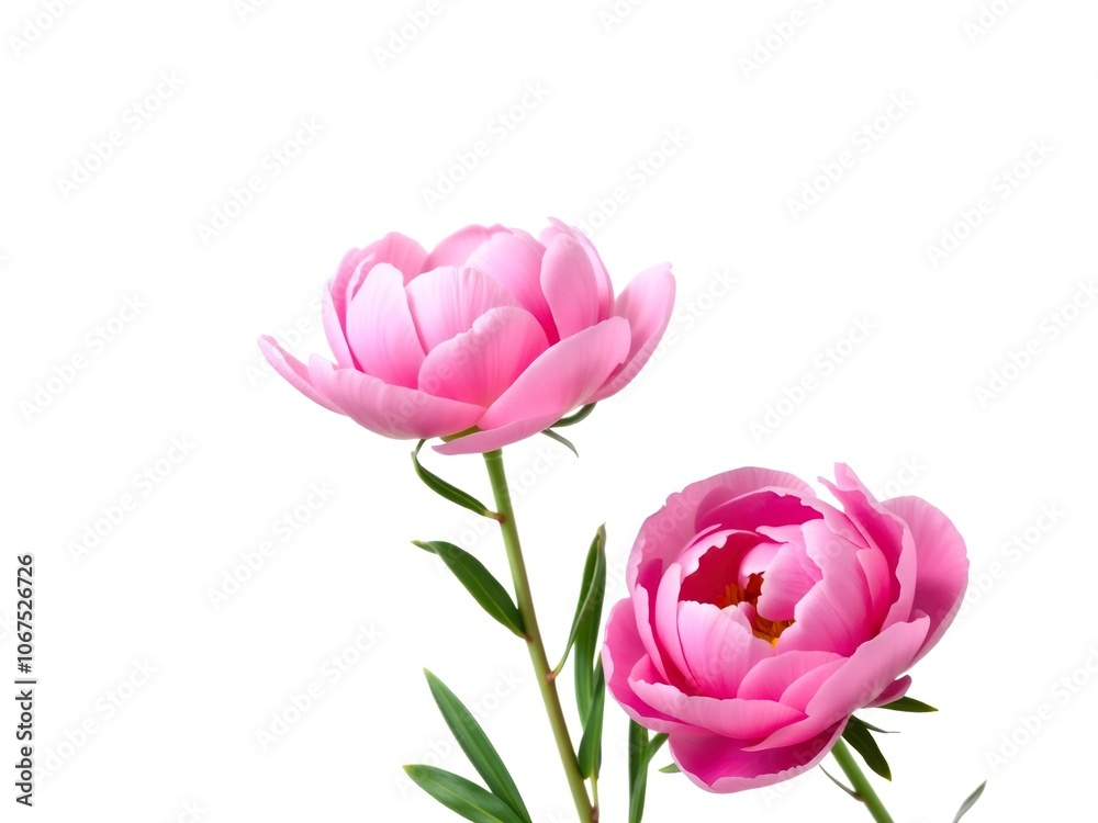 Blooming pink peony flower isolated on white background, beauty, white background, bloom