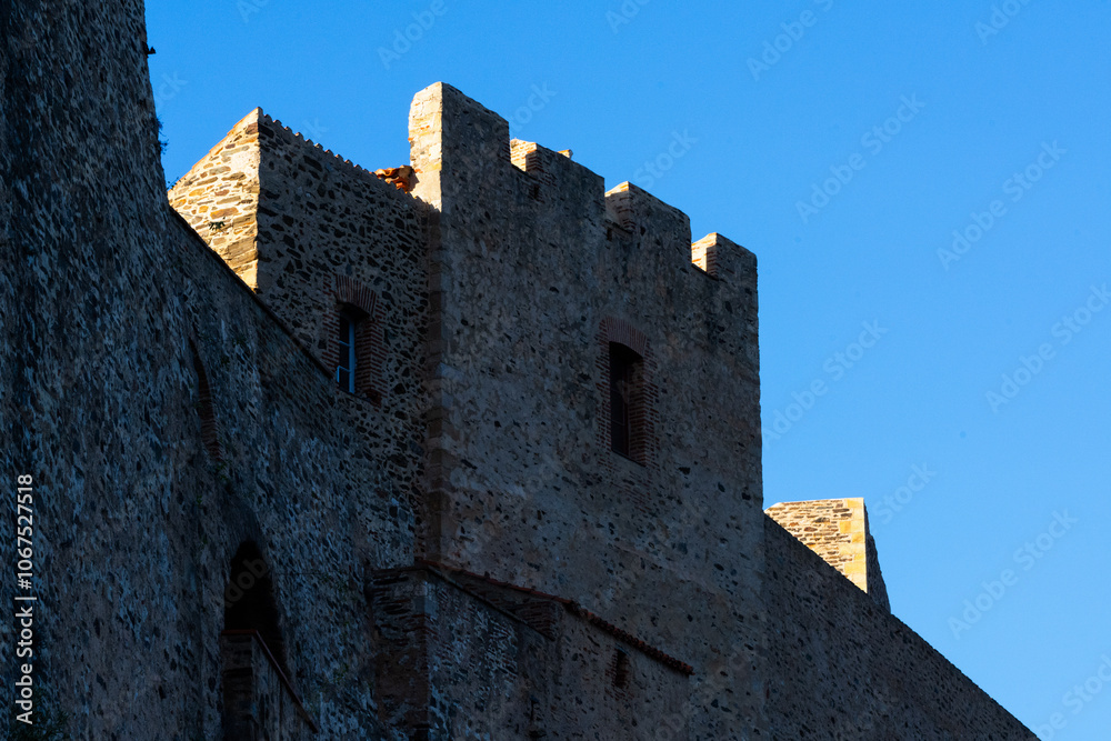 fortress top skyline castle old stone Collioure fortress top skyline castle old stone Collioure