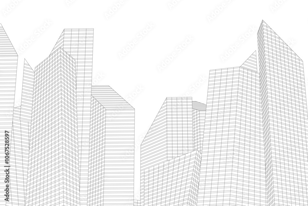 Modern city architecture 3d illustration Modern city architecture 3d illustration