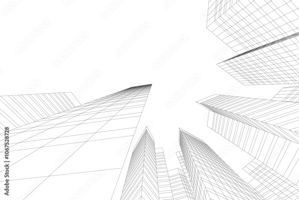 Fototapeta premium Modern city architecture 3d illustration