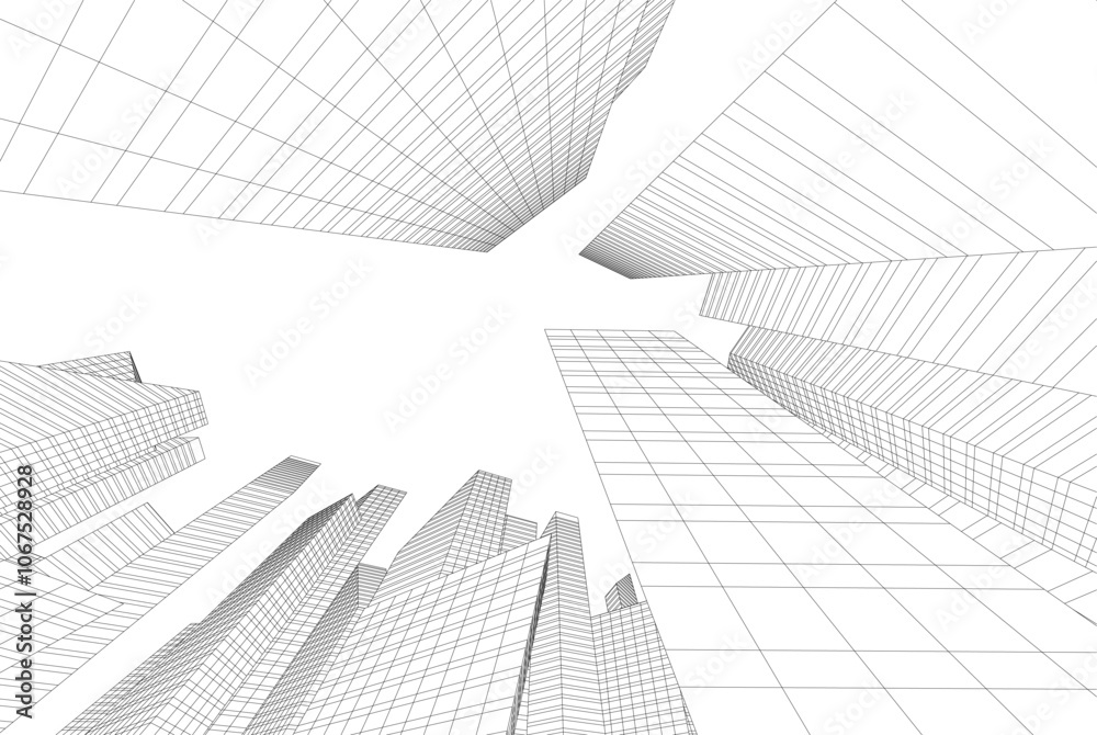 Fototapeta premium Modern city architecture 3d illustration