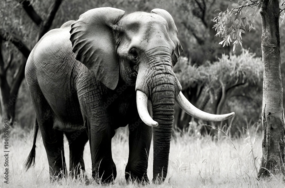 Naklejka premium Ancient Wisdom - A Timeless Portrait of a Tusker