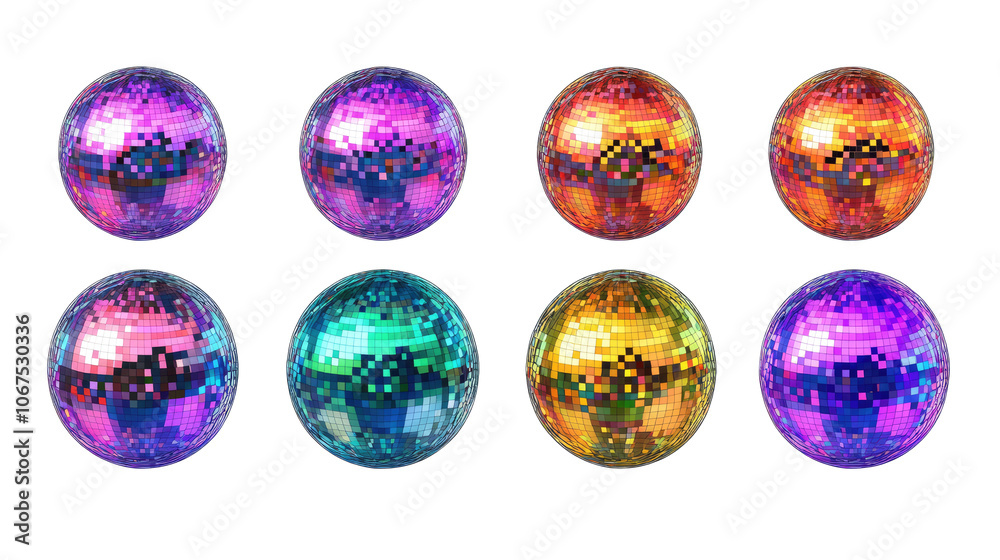 Vibrant Disco Balls Collection in Shiny Colorful Designs Generative AI Vibrant Disco Balls Collection in Shiny Colorful Designs Generative AI