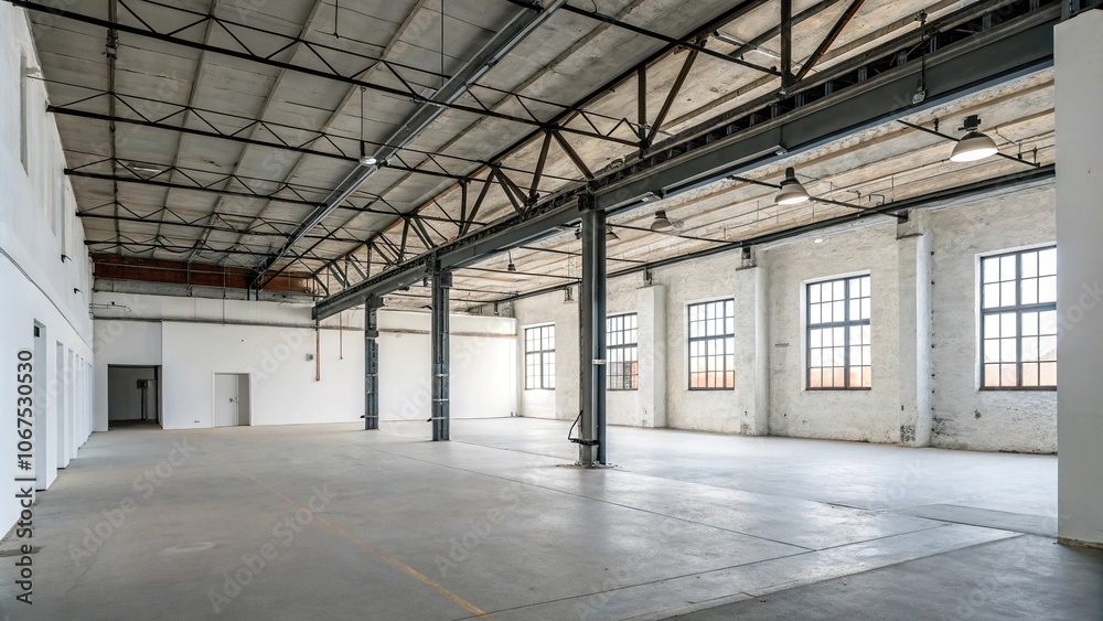 Industrial loft with exposed white concrete walls and metal beams, urban loft, industrial decor, white concrete wall, industrial loft Industrial loft with exposed white concrete walls and metal beams, urban loft, industrial decor, white concrete wall, industrial loft