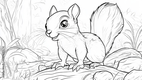 Cute squirrel coloring page featuring a cartoon animal

 photo